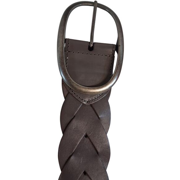 2" Braided  Leather Women's size M/L Chunky Y2K Casual Belt Western Prep Career - Picture 5 of 11